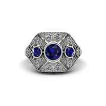 Sapphire Art Deco Geometric Engagement Ring - Haven No. 15 image 1