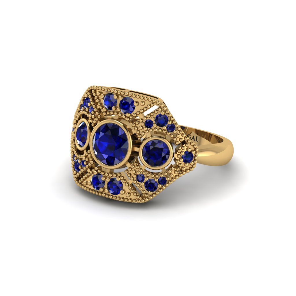 Sapphire Art Deco Geometric Engagement Ring - Haven No. 73
