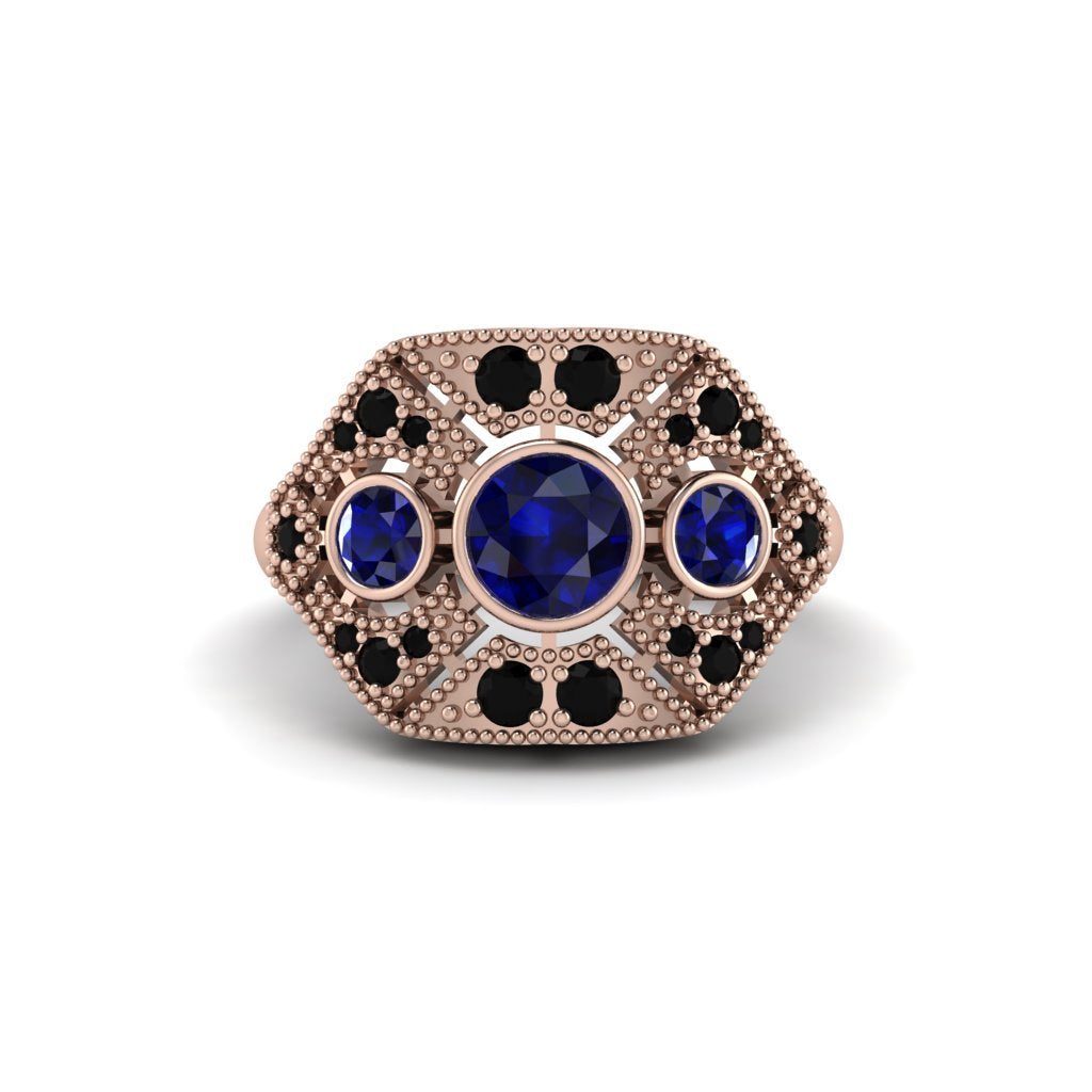 Sapphire Art Deco Geometric Engagement Ring - Haven No. 44