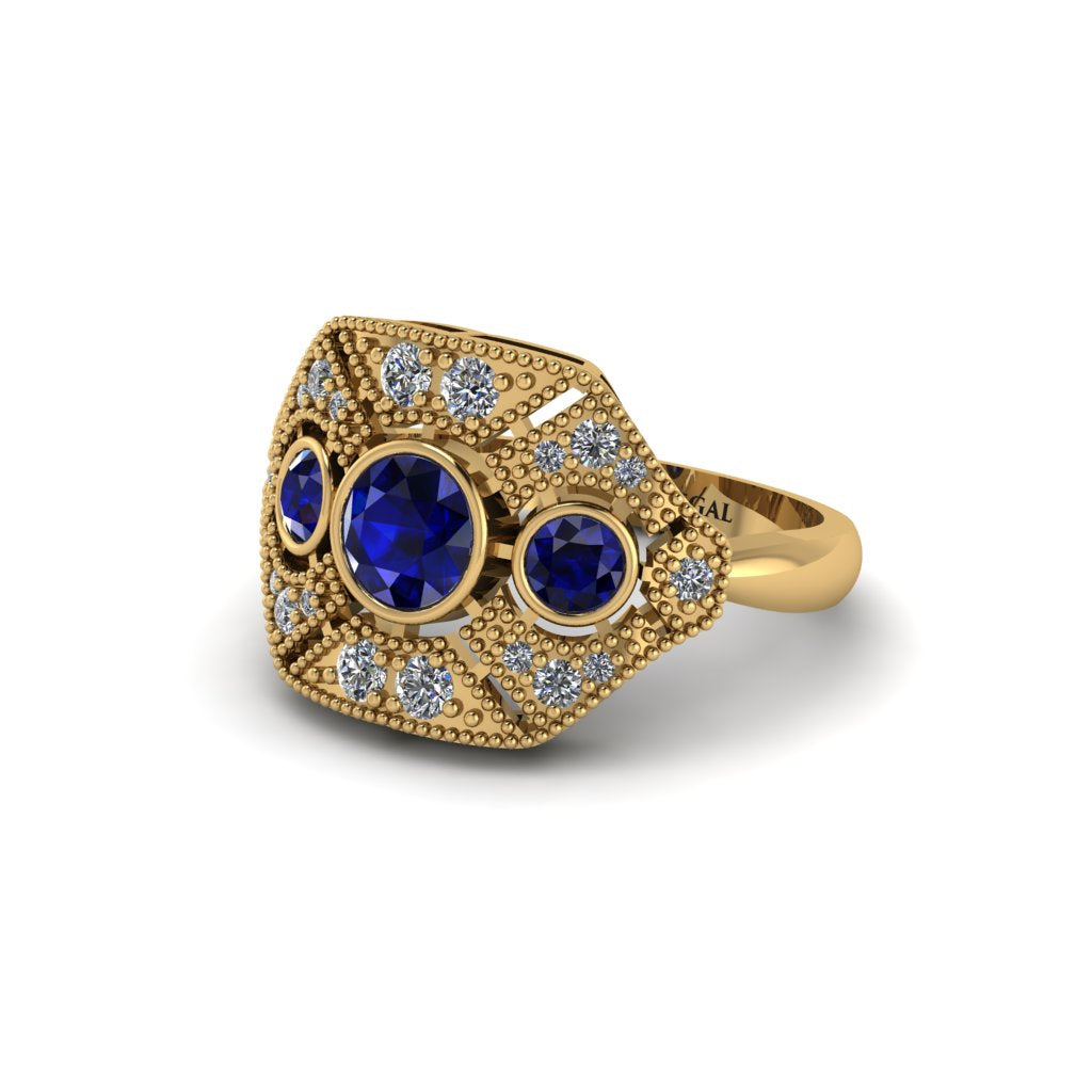Sapphire Art Deco Geometric Engagement Ring - Haven No. 13