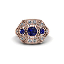 Sapphire Art Deco Geometric Engagement Ring - Haven No. 14 image 1