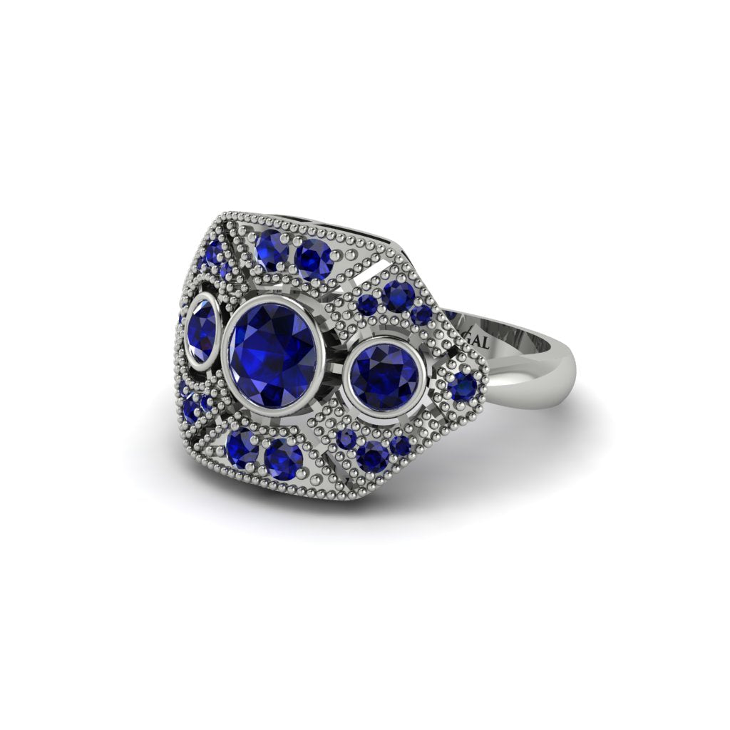 Sapphire Art Deco Geometric Engagement Ring - Haven No. 75