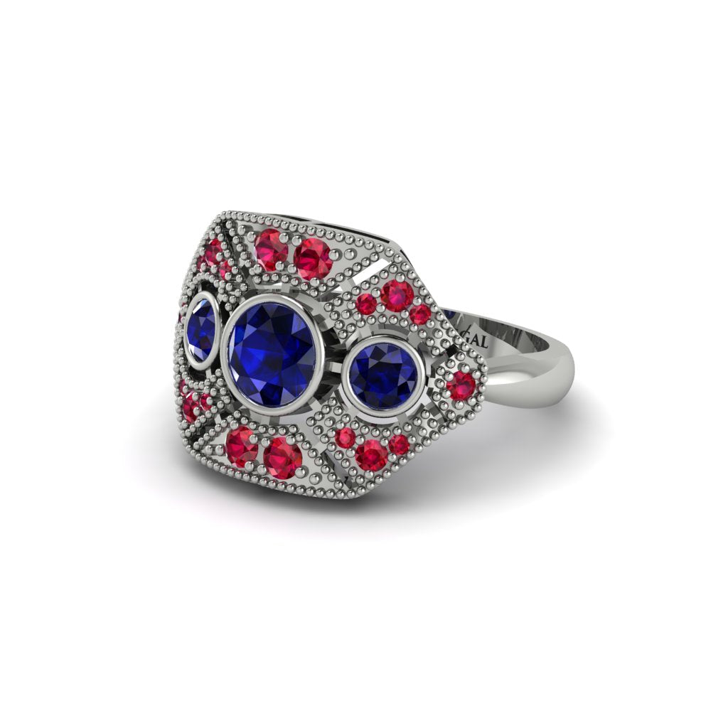 Sapphire Art Deco Geometric Engagement Ring - Haven No. 60
