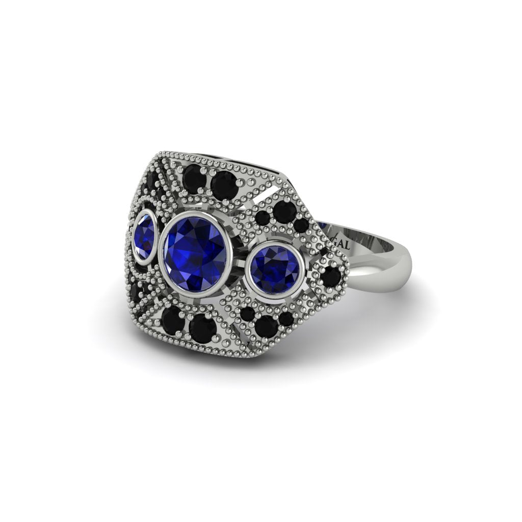 Sapphire Art Deco Geometric Engagement Ring - Haven No. 45