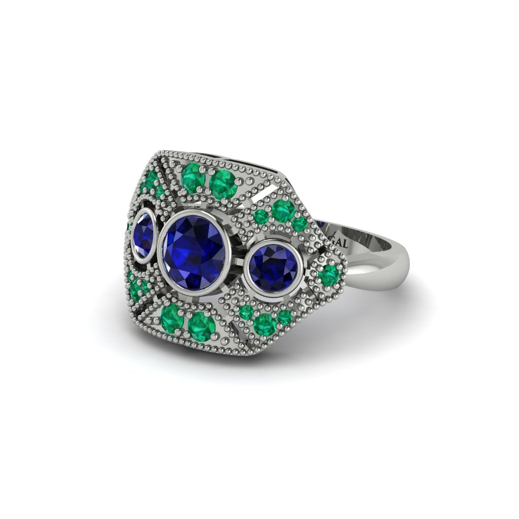 Sapphire Art Deco Geometric Engagement Ring - Haven No. 30