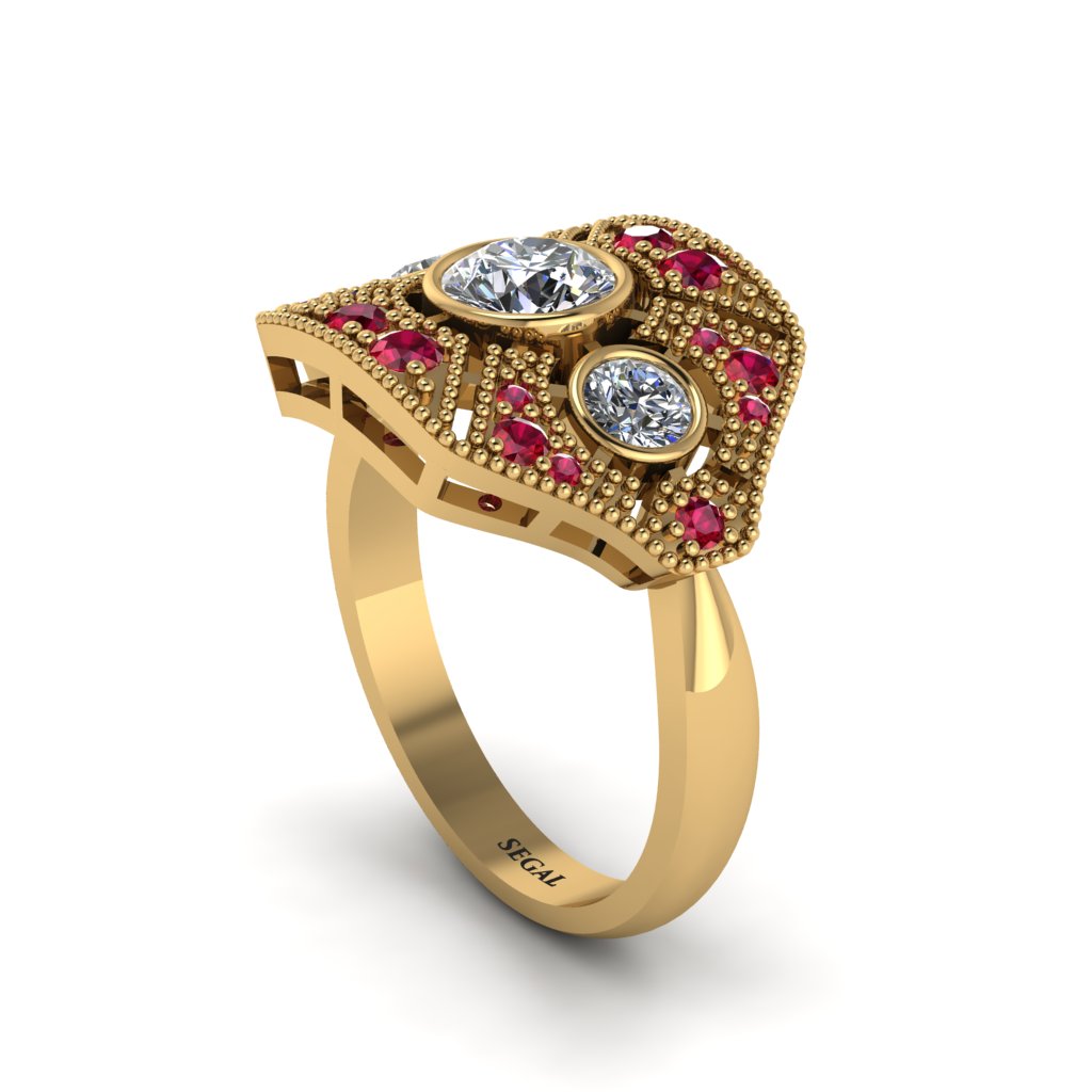Diamond Art Deco Geometric Engagement Ring - Haven No. 46