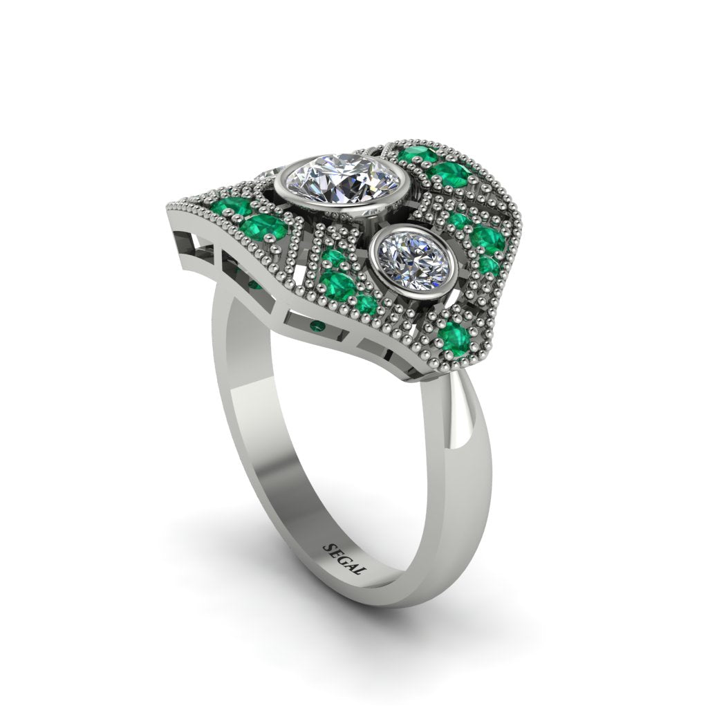Diamond Art Deco Geometric Engagement Ring - Haven No. 18