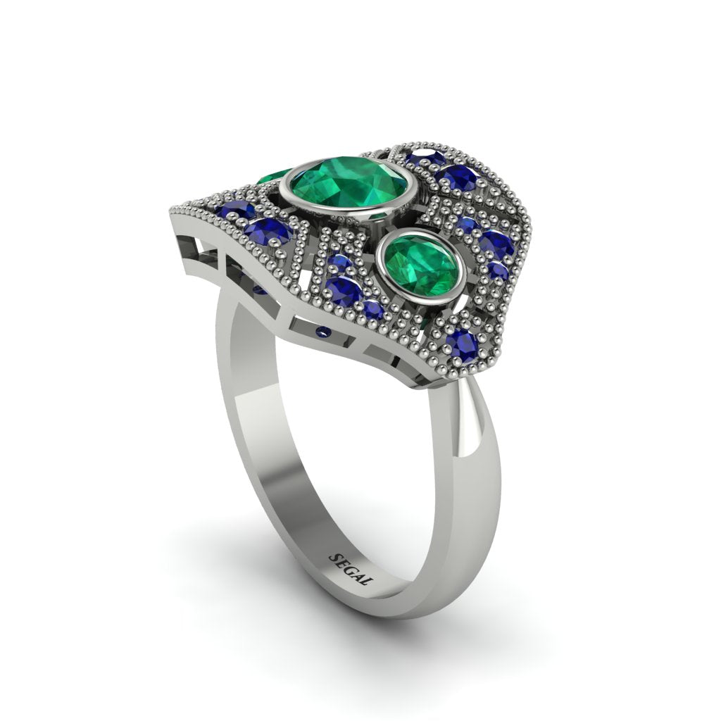 Emerald Art Deco Geometric Engagement Ring - Haven No. 66