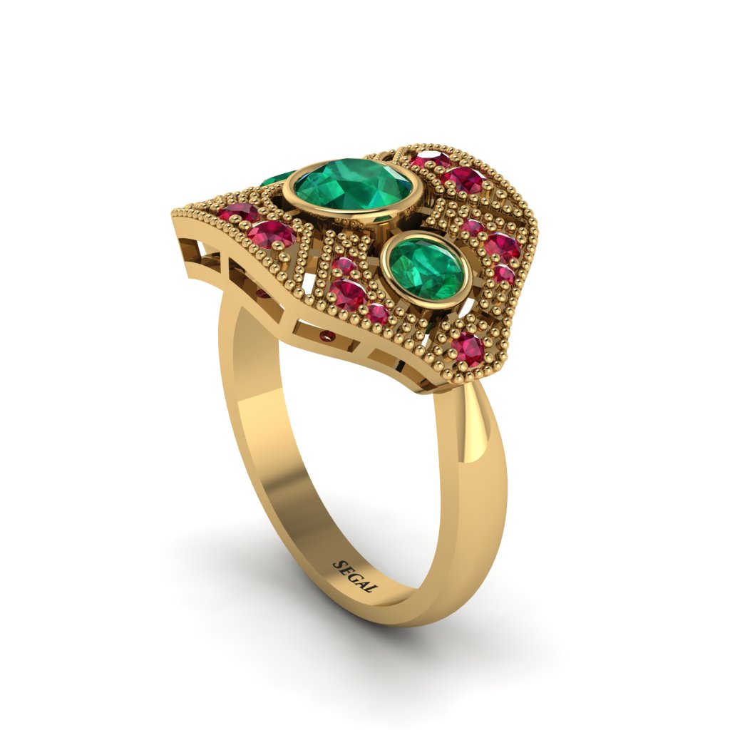 Emerald Art Deco Geometric Engagement Ring - Haven No. 49
