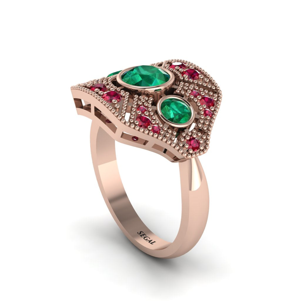 Emerald Art Deco Geometric Engagement Ring - Haven No. 50
