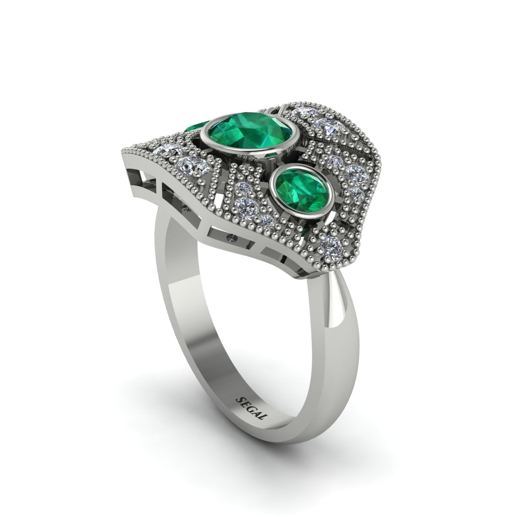 Emerald Art Deco Geometric Engagement Ring - Haven No. 6