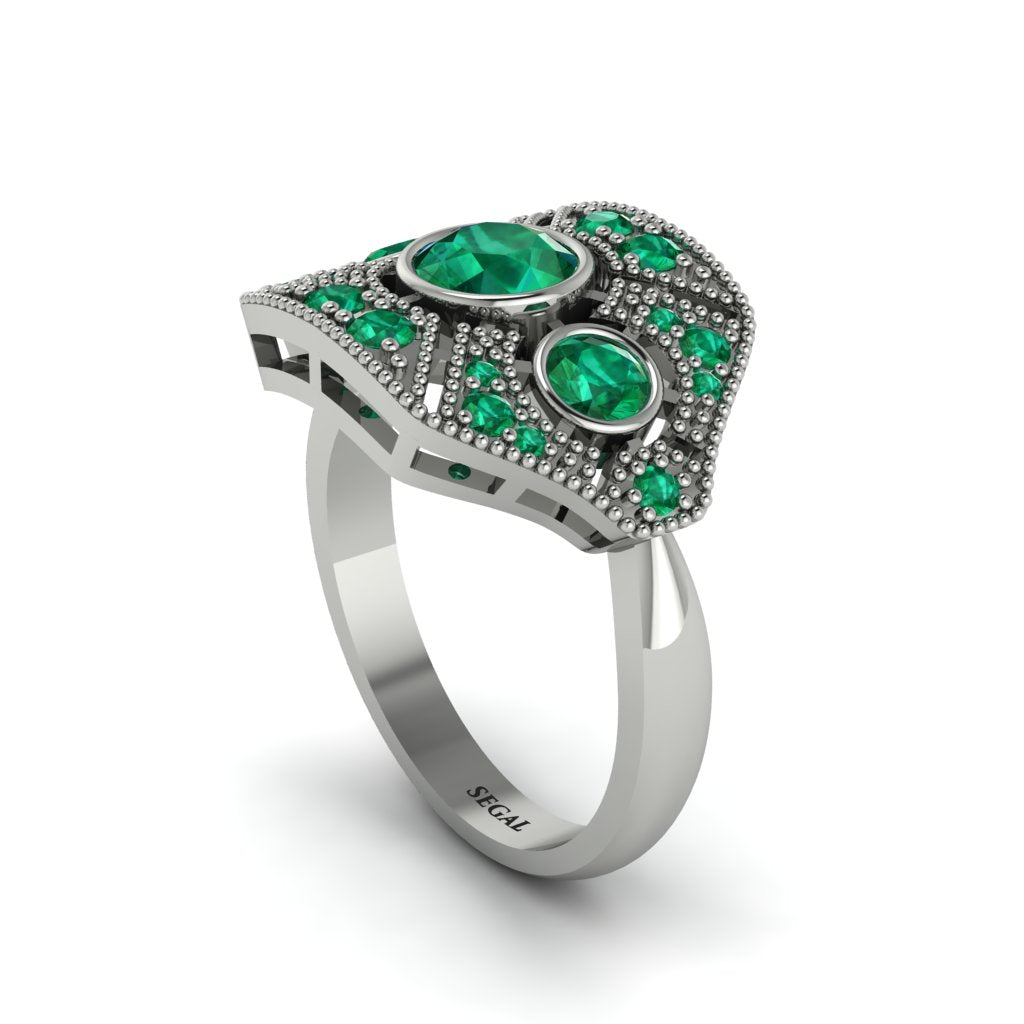 Emerald Art Deco Geometric Engagement Ring - Haven No. 21