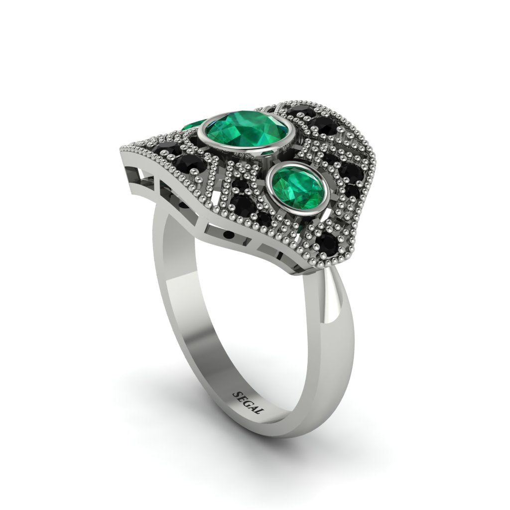 Emerald Art Deco Geometric Engagement Ring - Haven No. 36