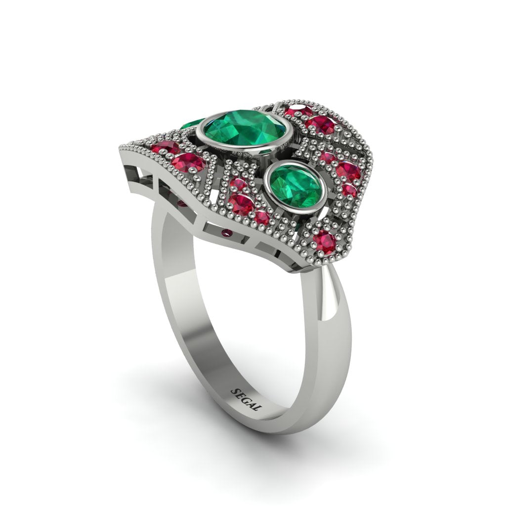 Emerald Art Deco Geometric Engagement Ring - Haven No. 51