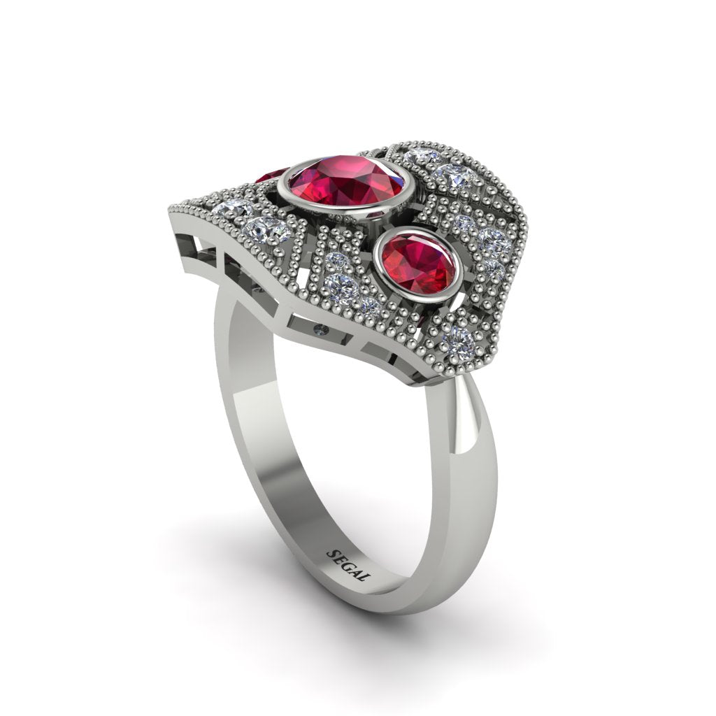 Ruby Art Deco Geometric Engagement Ring - Haven No. 12