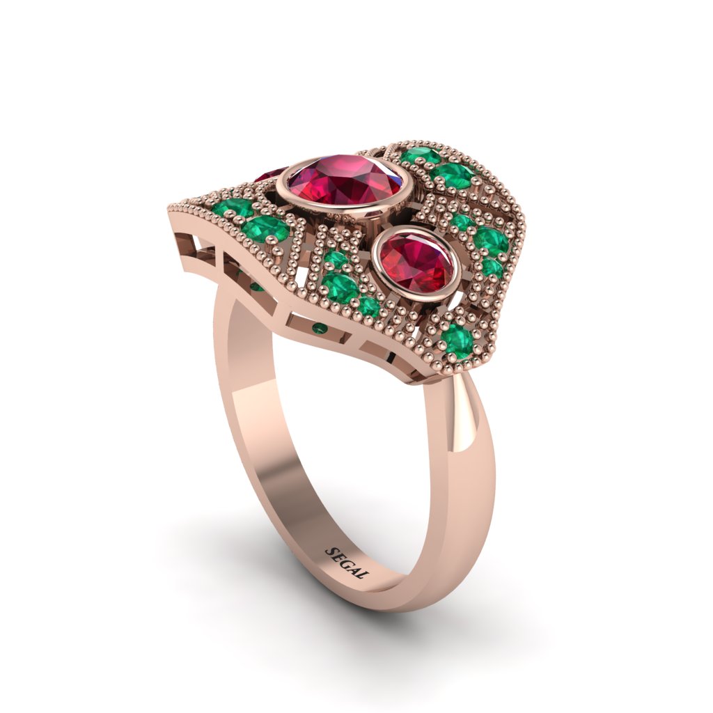 Ruby Art Deco Geometric Engagement Ring - Haven No. 26