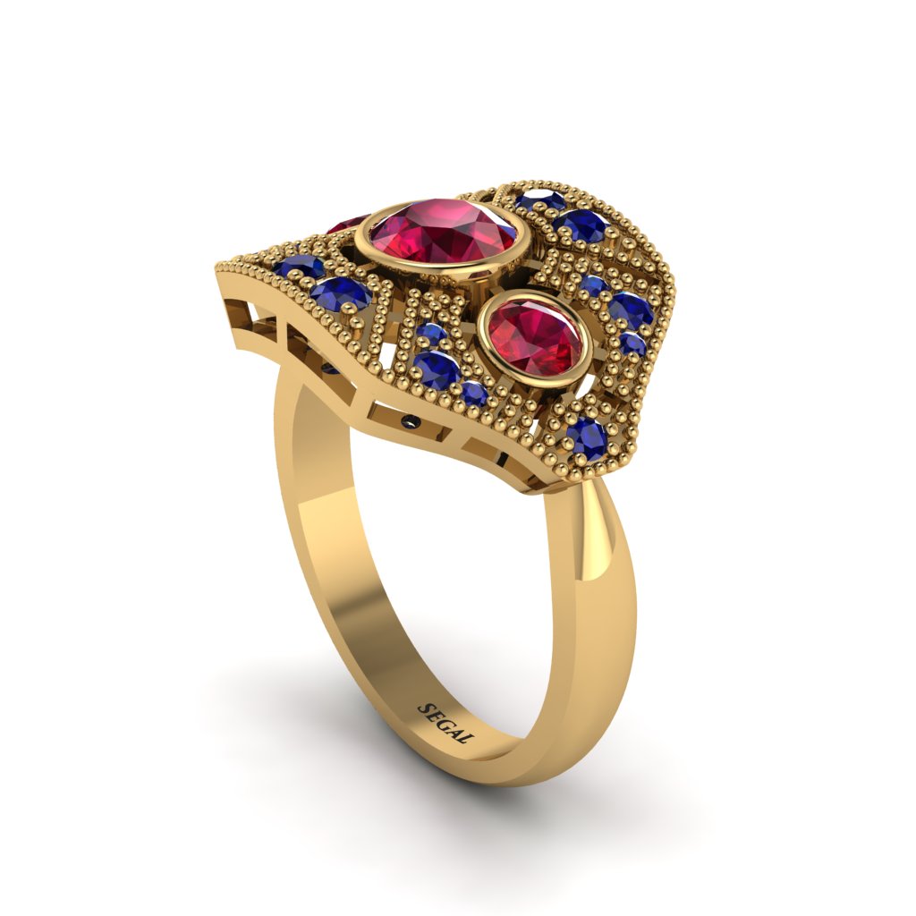 Ruby Art Deco Geometric Engagement Ring - Haven No. 70