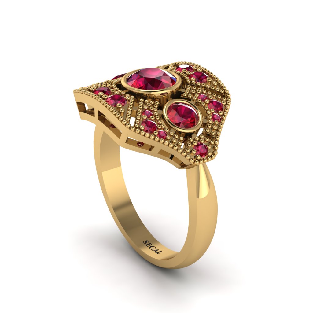 Ruby Art Deco Geometric Engagement Ring - Haven No. 55