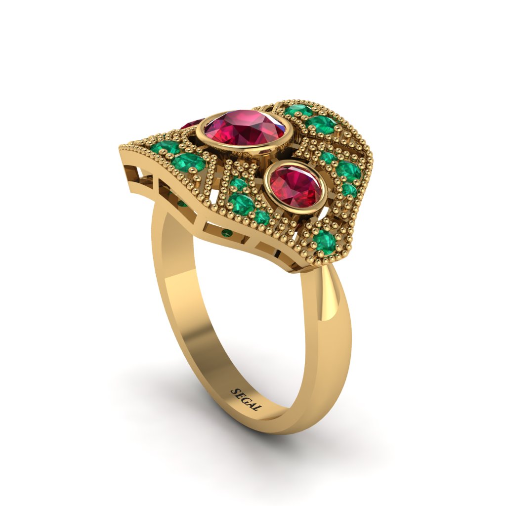 Ruby Art Deco Geometric Engagement Ring - Haven No. 25