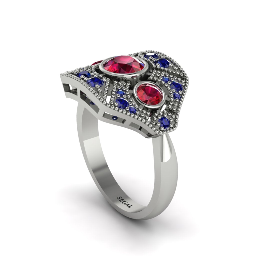 Ruby Art Deco Geometric Engagement Ring - Haven No. 72