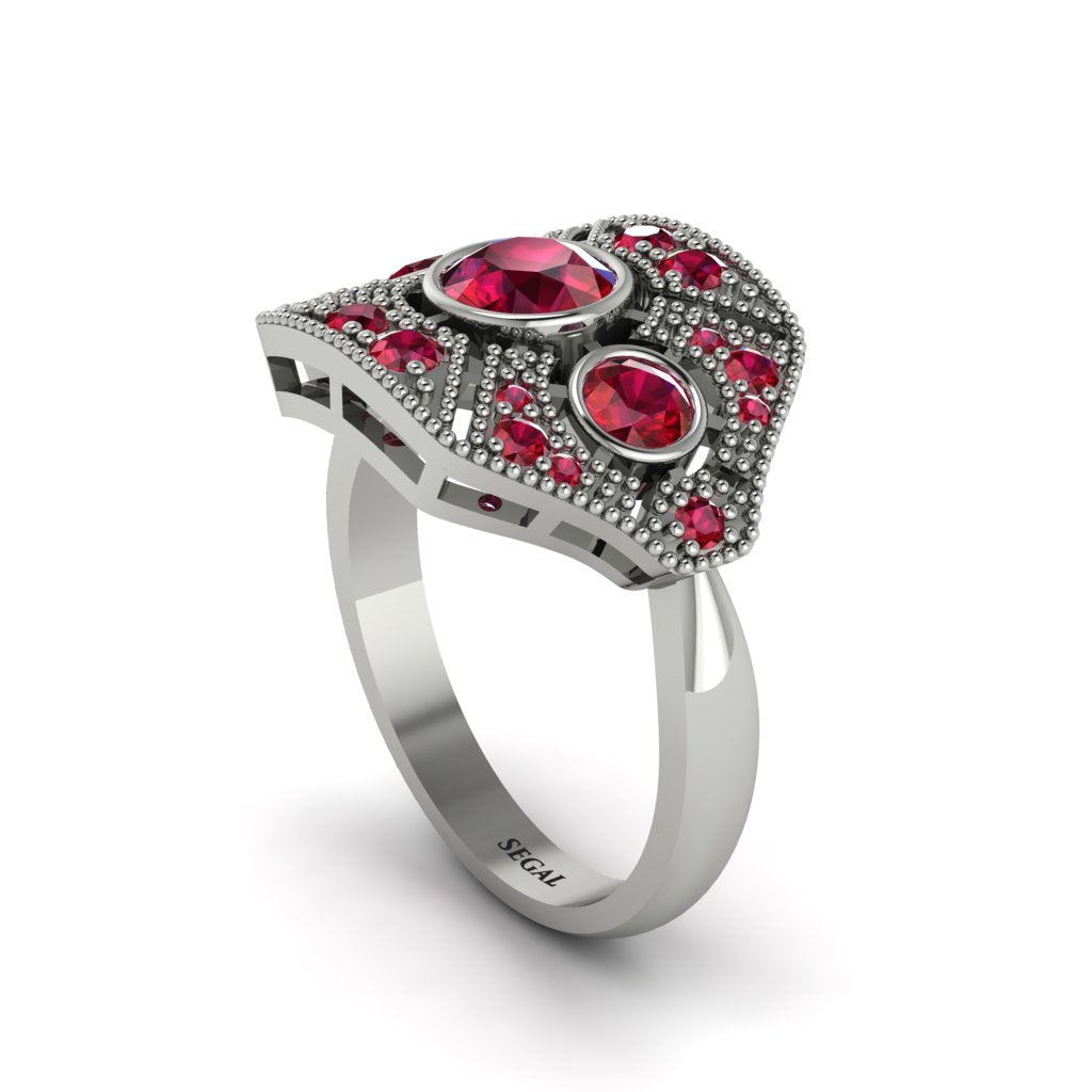 Ruby Art Deco Geometric Engagement Ring - Haven No. 57