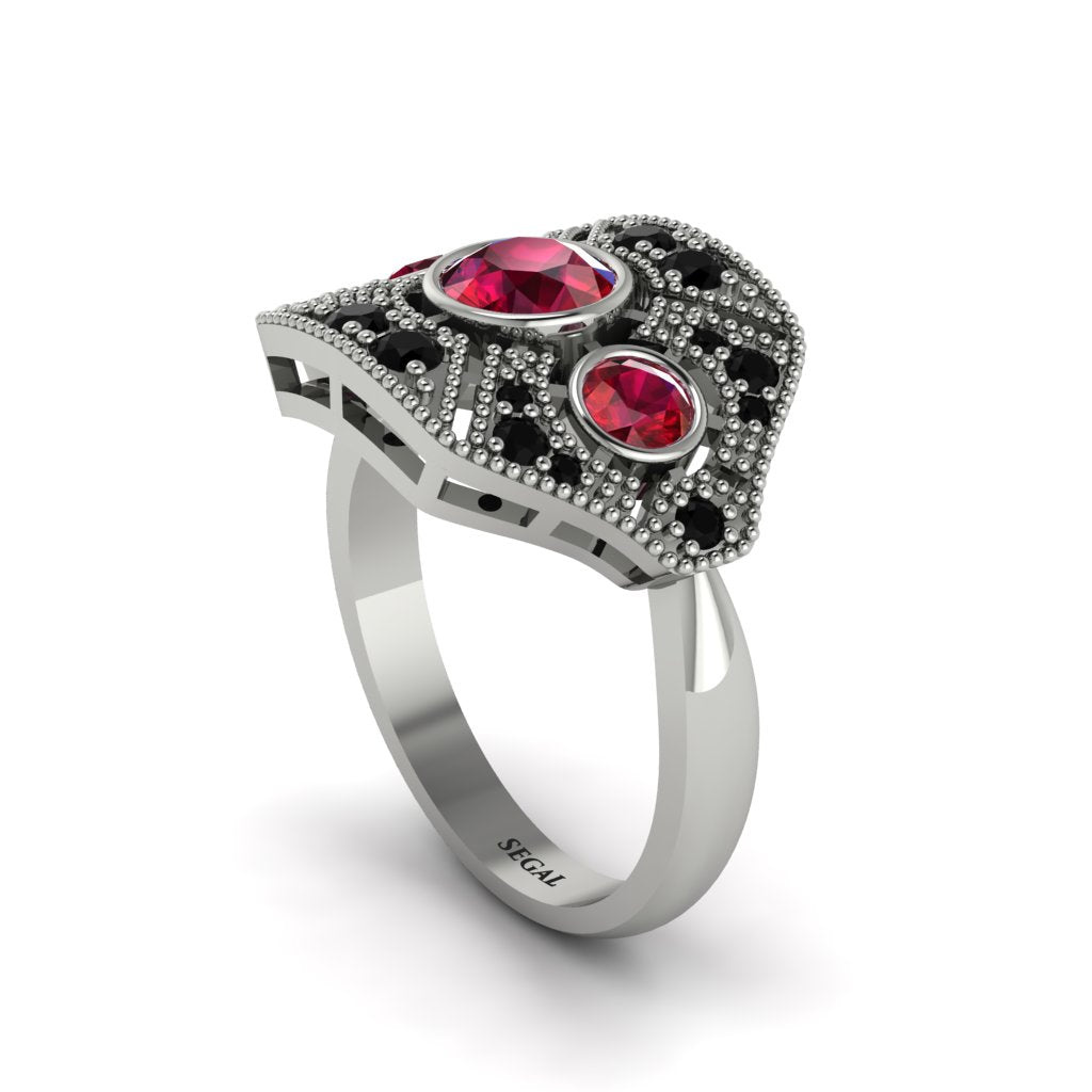 Ruby Art Deco Geometric Engagement Ring - Haven No. 42