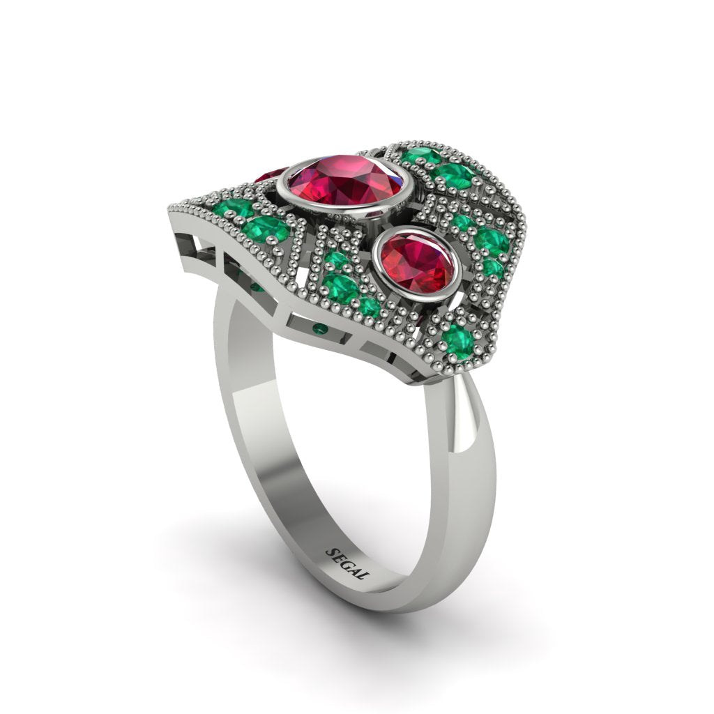 Ruby Art Deco Geometric Engagement Ring - Haven No. 27
