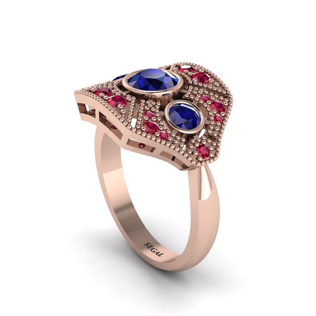 Sapphire Art Deco Geometric Engagement Ring - Haven No. 59