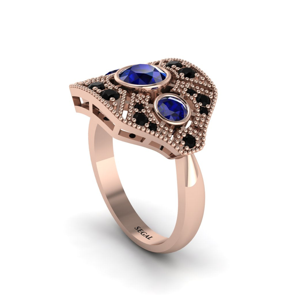 Sapphire Art Deco Geometric Engagement Ring - Haven No. 44