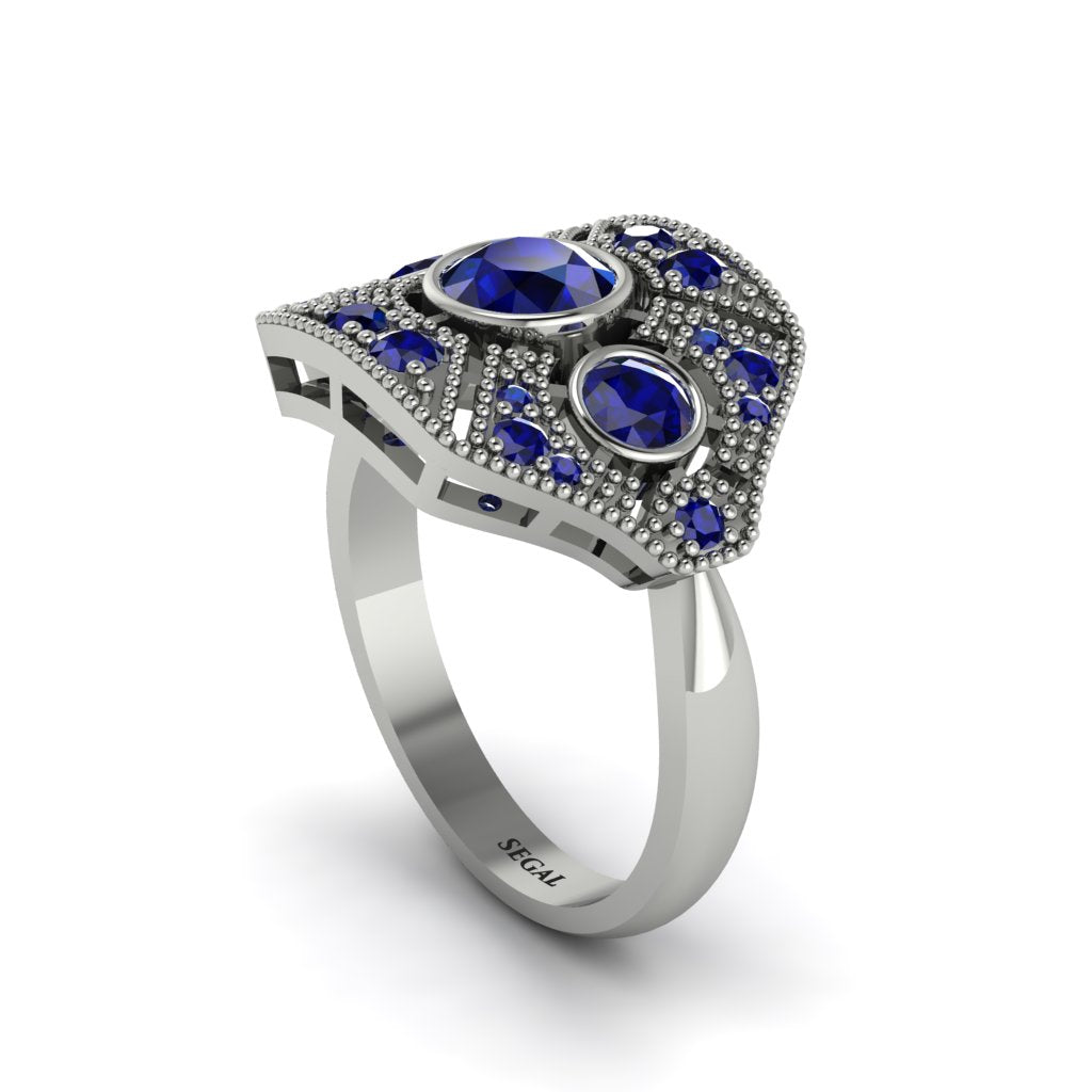 Sapphire Art Deco Geometric Engagement Ring - Haven No. 75