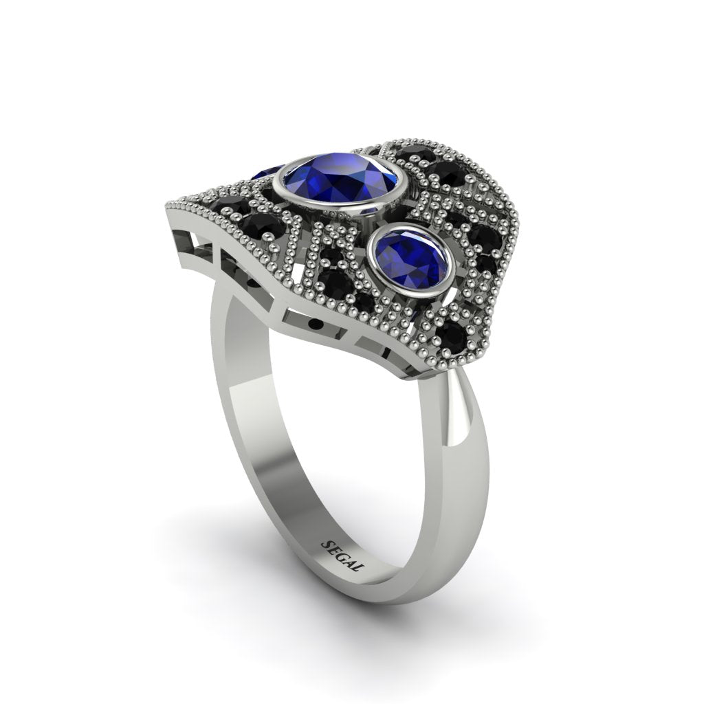 Sapphire Art Deco Geometric Engagement Ring - Haven No. 45
