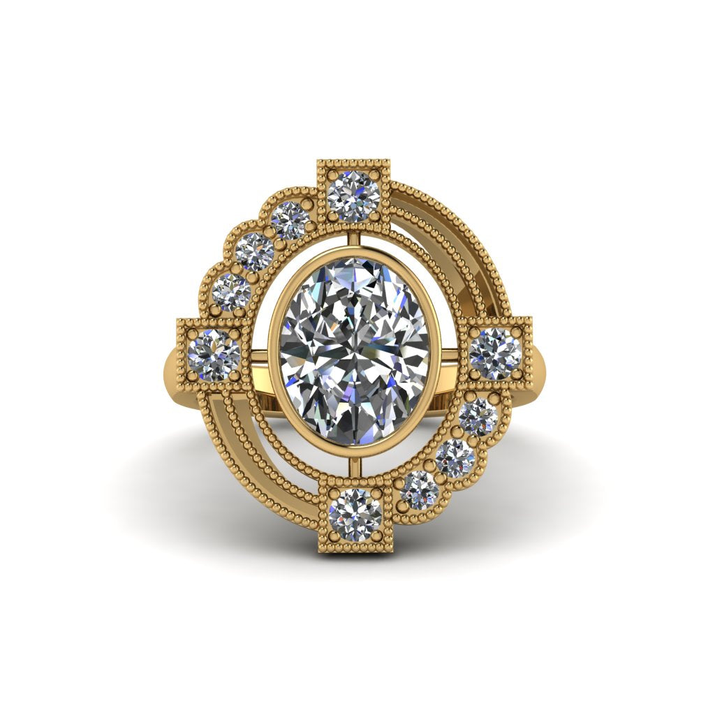 Diamond Art Deco Halo Fashion Ring - Gracelynn No. 1
