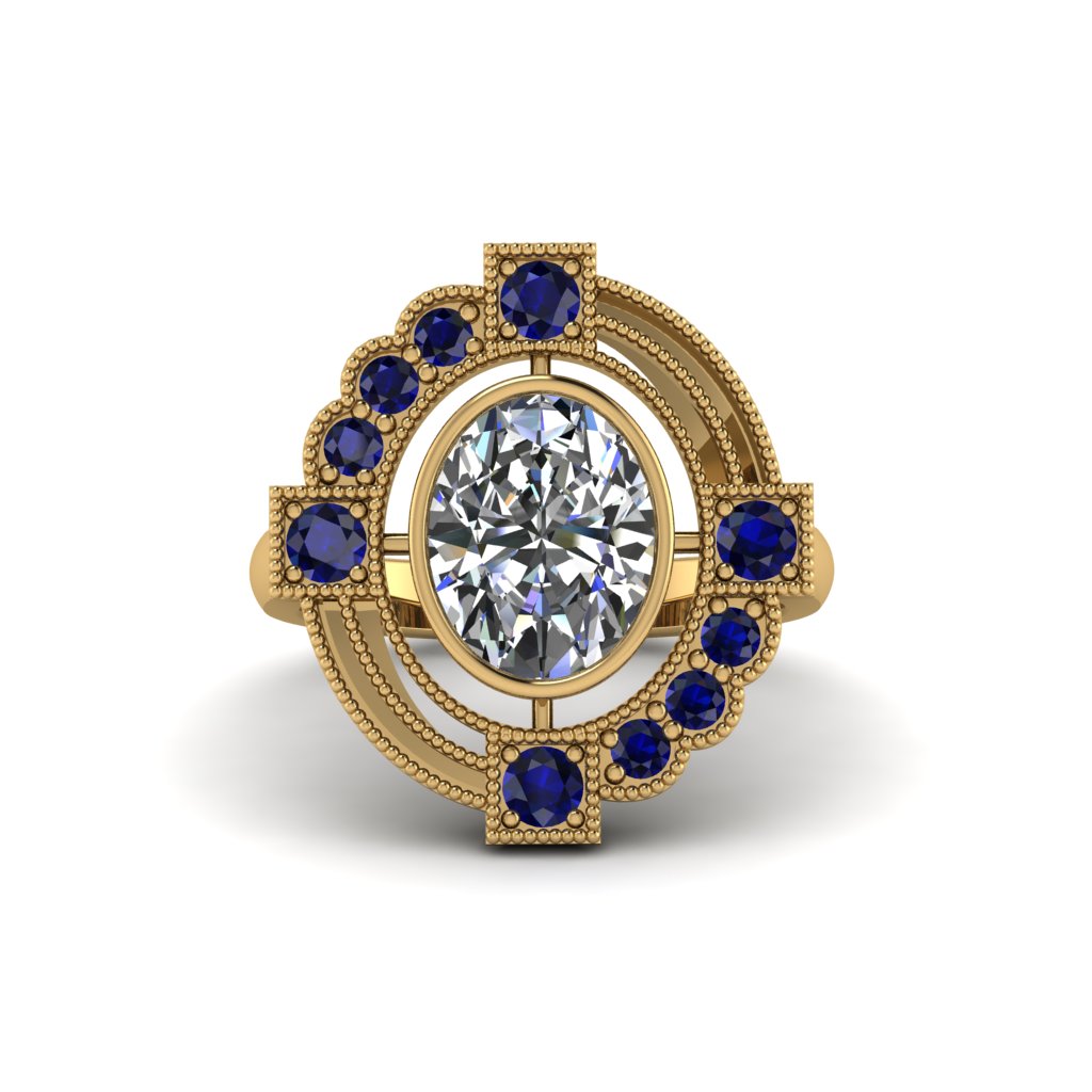 Diamond Art Deco Halo Fashion Ring - Gracelynn No. 61