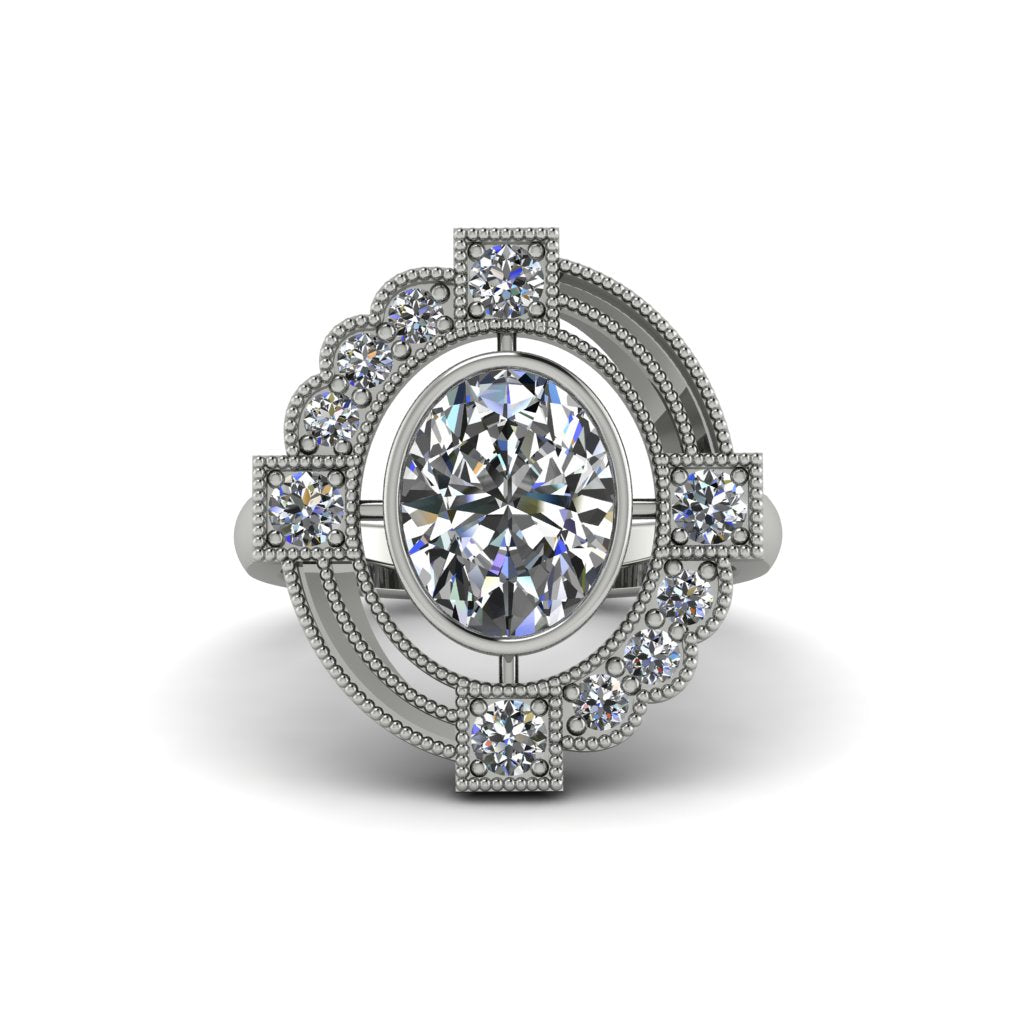 Diamond Art Deco Halo Fashion Ring - Gracelynn No. 3