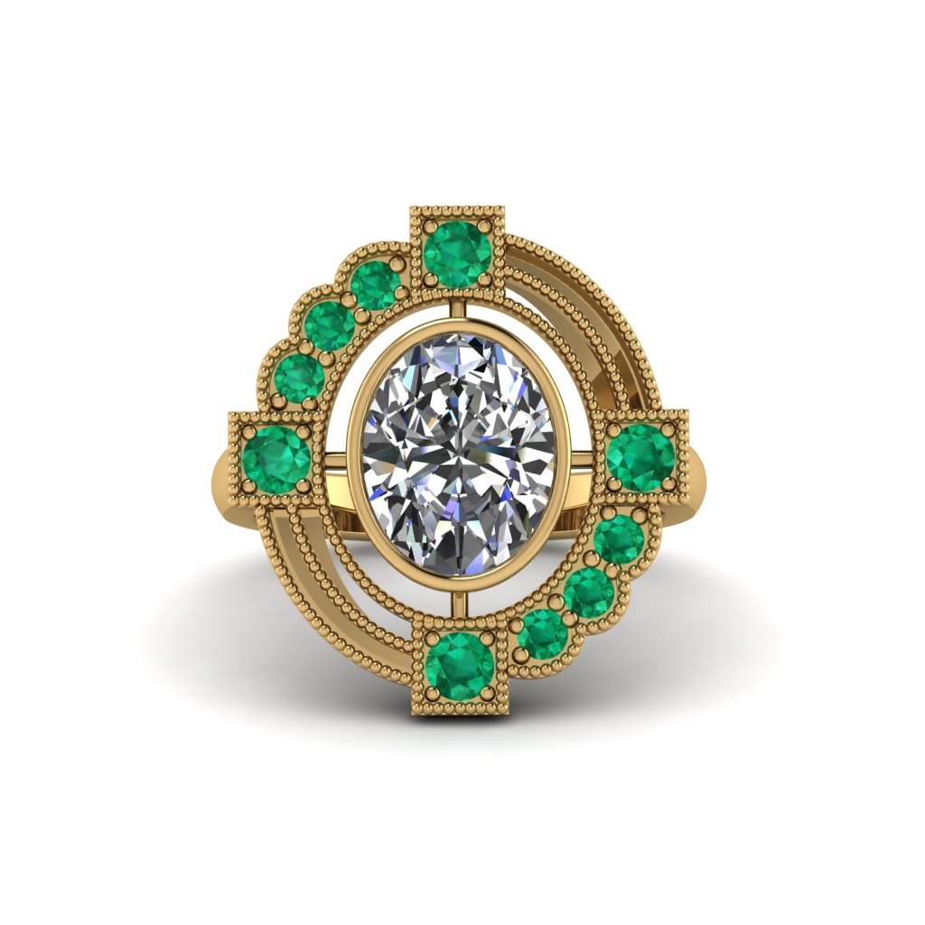 Diamond Art Deco Halo Fashion Ring - Gracelynn No. 16