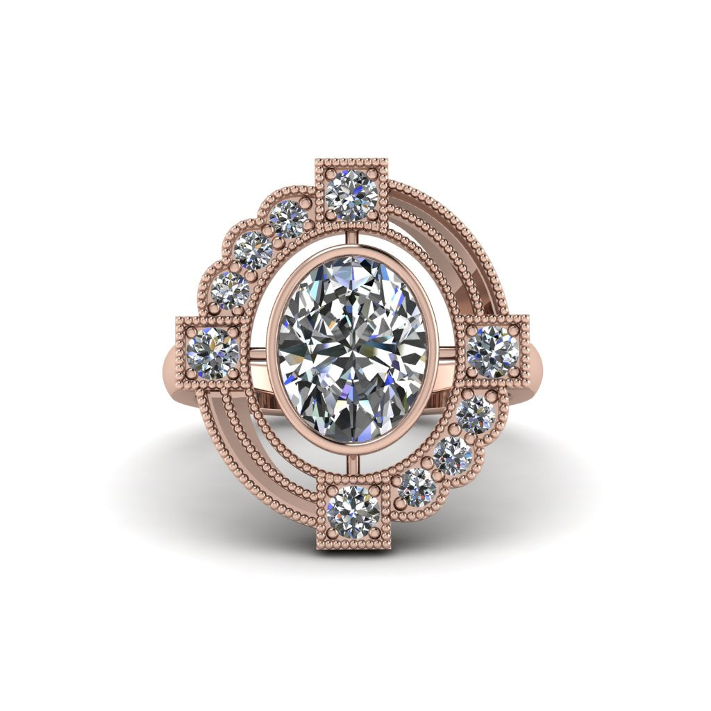 Diamond Art Deco Halo Fashion Ring - Gracelynn No. 2