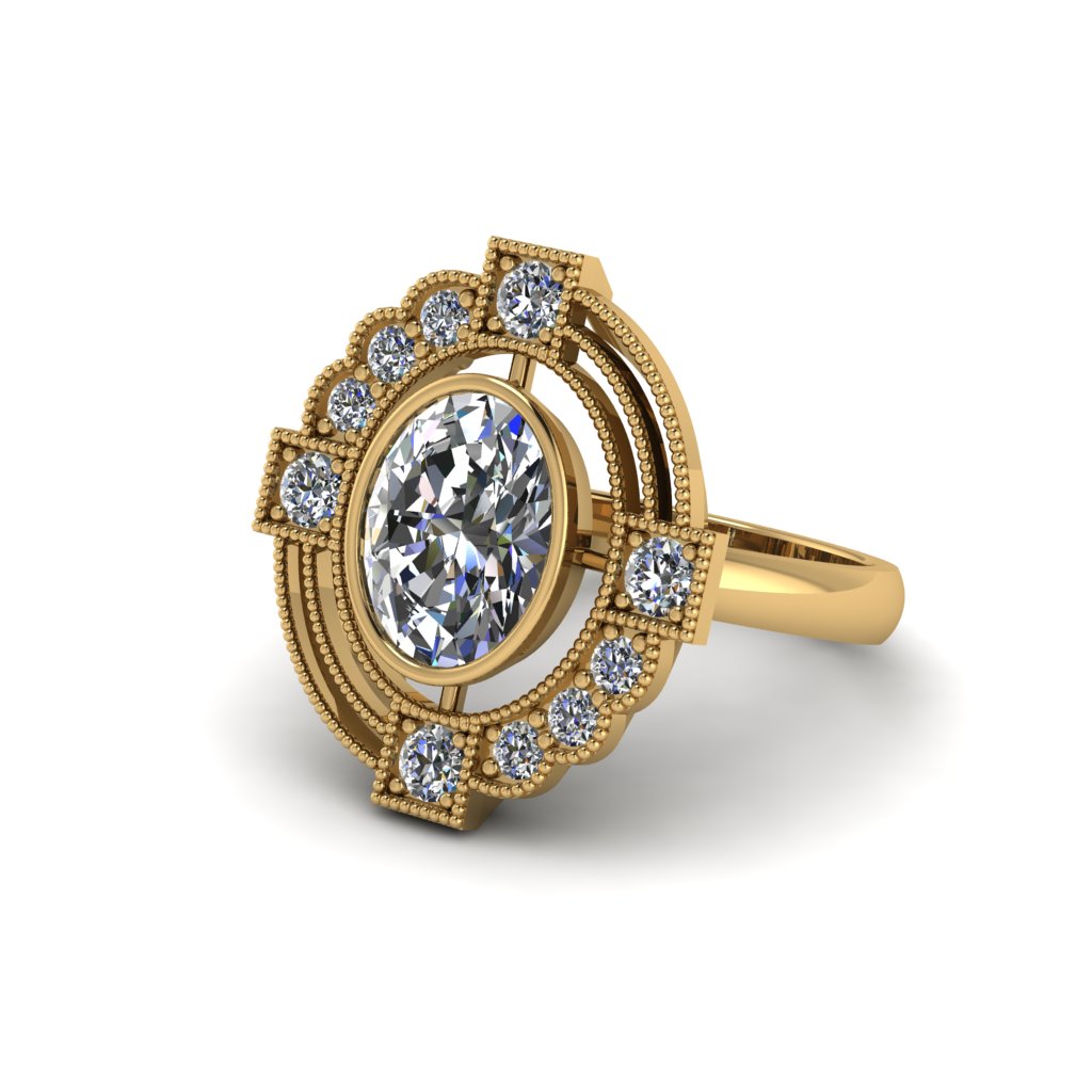 Diamond Art Deco Halo Fashion Ring - Gracelynn No. 1