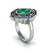 Emerald Art Deco Halo Fashion Ring - Gracelynn No. 66