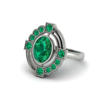 Emerald Art Deco Halo Fashion Ring - Gracelynn No. 21 image 1