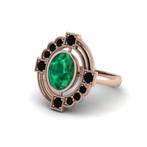 Emerald Art Deco Halo Fashion Ring - Gracelynn No. 35 image 1