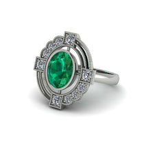 Emerald Art Deco Halo Fashion Ring - Gracelynn No. 6 image 1