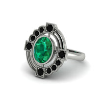 Emerald Art Deco Halo Fashion Ring - Gracelynn No. 36 image 1