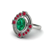 Emerald Art Deco Halo Fashion Ring - Gracelynn No. 51 image 1