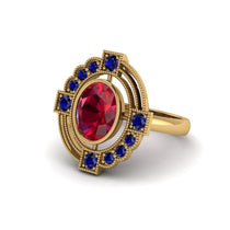 Ruby Art Deco Halo Fashion Ring - Gracelynn No. 70 image 1