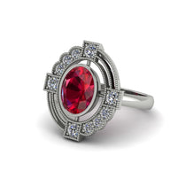 Ruby Art Deco Halo Fashion Ring - Gracelynn No. 12 image 1