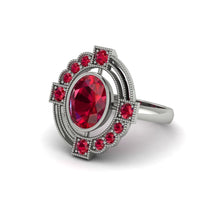 Ruby Art Deco Halo Fashion Ring - Gracelynn No. 57 image 1
