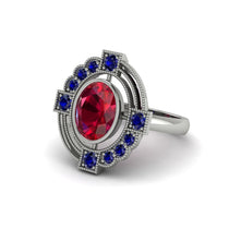 Ruby Art Deco Halo Fashion Ring - Gracelynn No. 72 image 1
