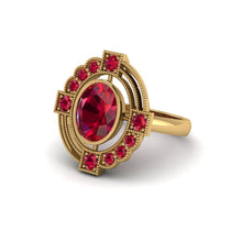Ruby Art Deco Halo Fashion Ring - Gracelynn No. 55 image 1