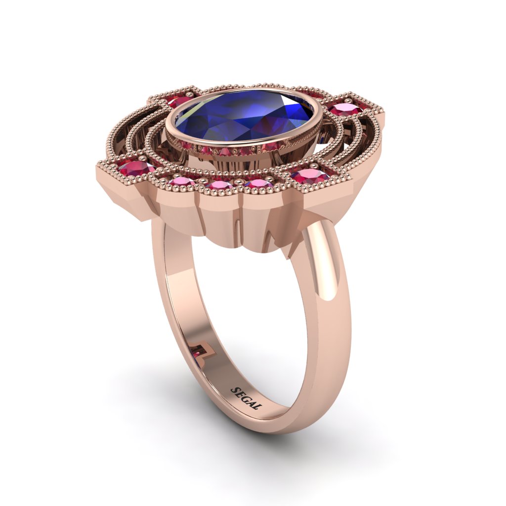 Sapphire Art Deco Halo Fashion Ring - Gracelynn No. 59
