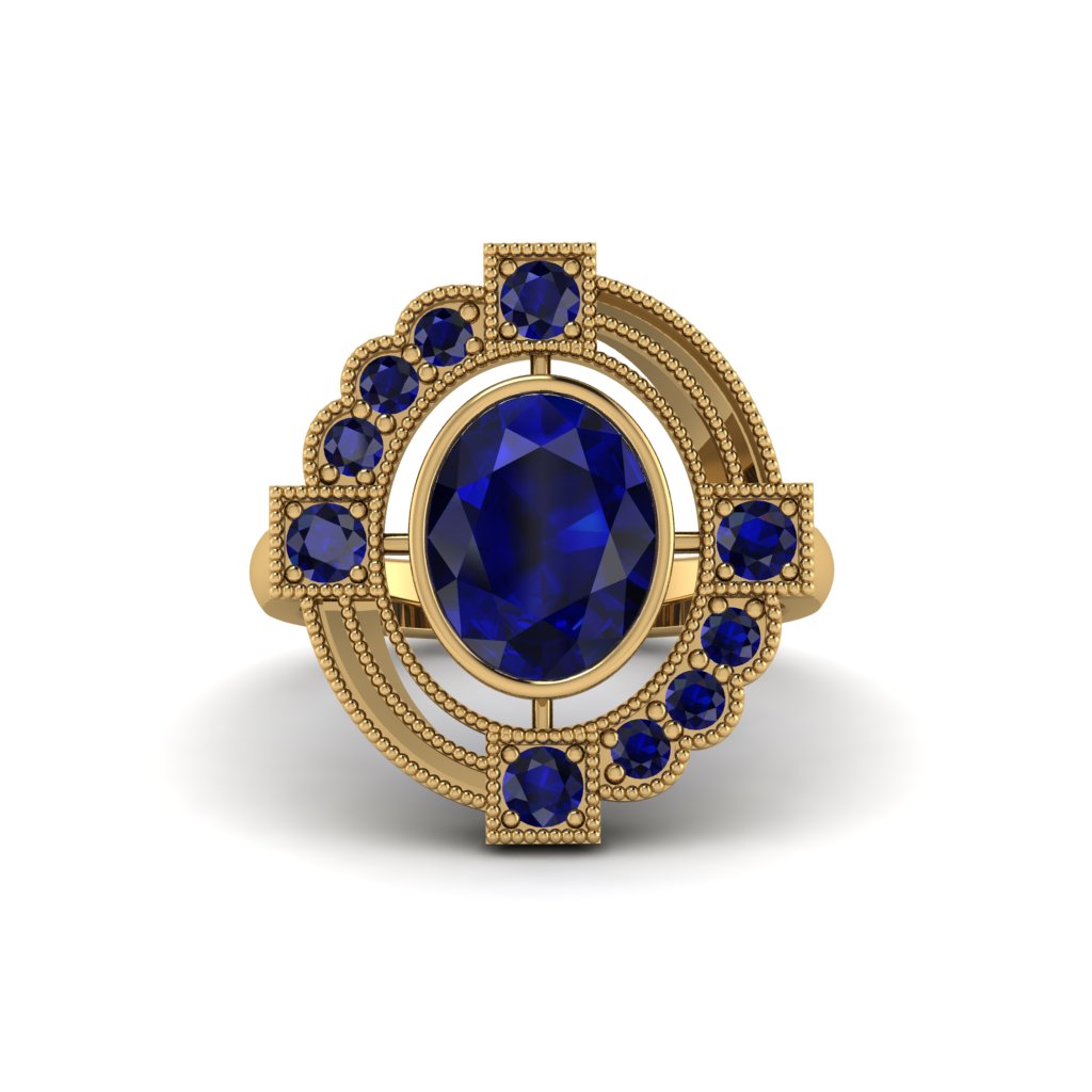 Sapphire Art Deco Halo Fashion Ring - Gracelynn No. 73